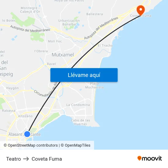 Teatro to Coveta Fuma map