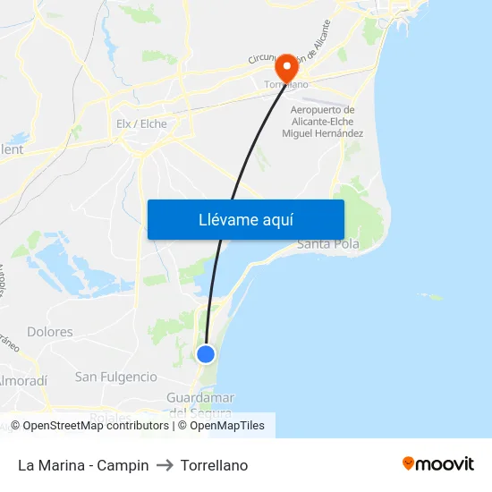 La Marina - Campin to Torrellano map