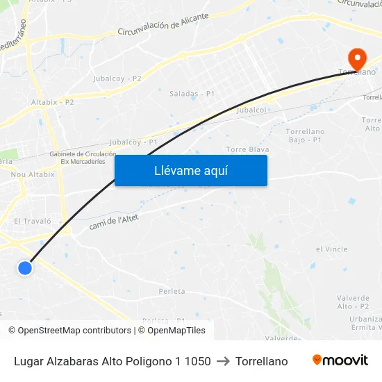 Lugar Alzabaras Alto Poligono 1 1050 to Torrellano map