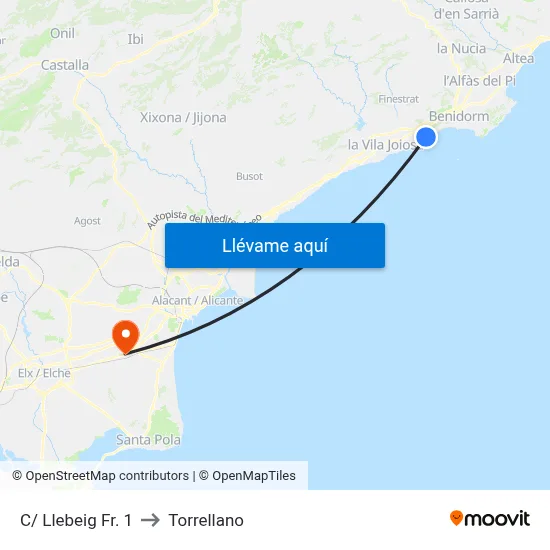 C/ Llebeig Fr. 1 to Torrellano map