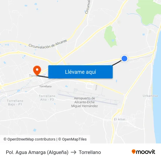 Pol. Agua Amarga (Algueña) to Torrellano map