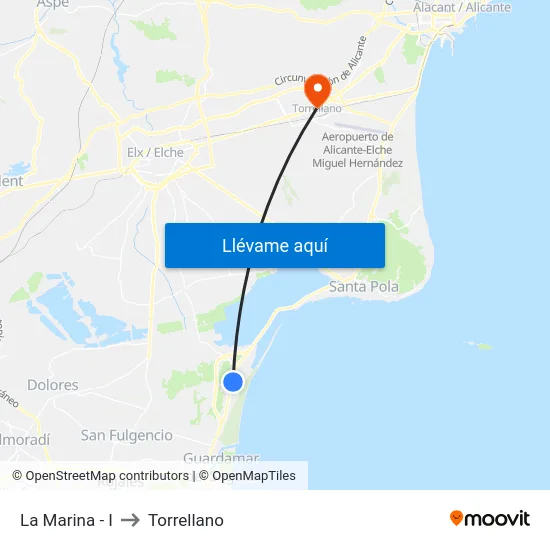 La Marina - I to Torrellano map