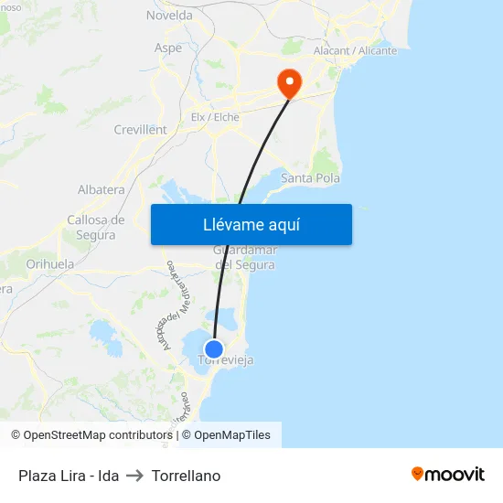 Plaza Lira - Ida to Torrellano map