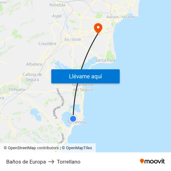 Baños de Europa to Torrellano map