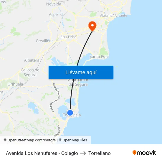 Avenida Los Nenúfares - Colegio to Torrellano map