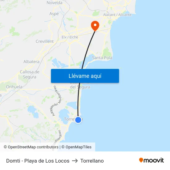 Domti - Playa de Los Locos to Torrellano map