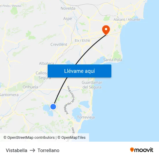 Vistabella to Torrellano map