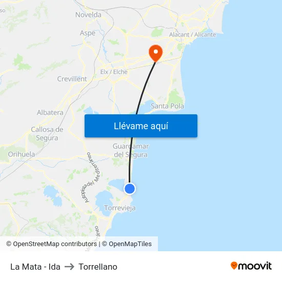 La Mata - Ida to Torrellano map