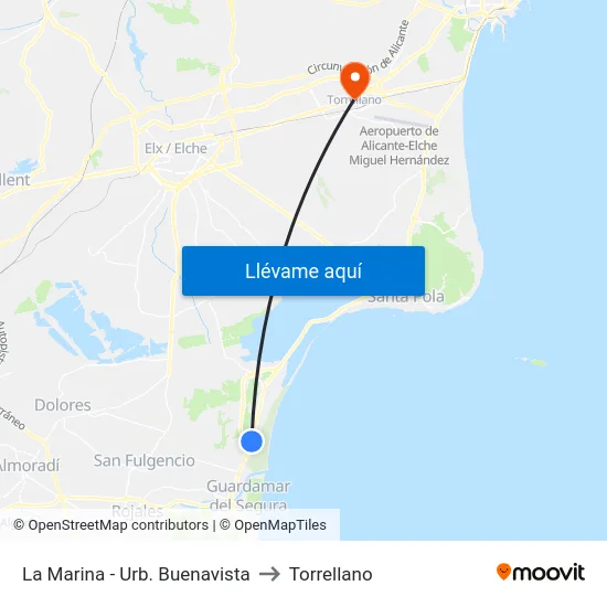 La Marina - Urb. Buenavista to Torrellano map