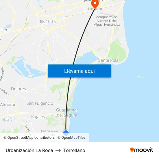 Urbanización La Rosa to Torrellano map