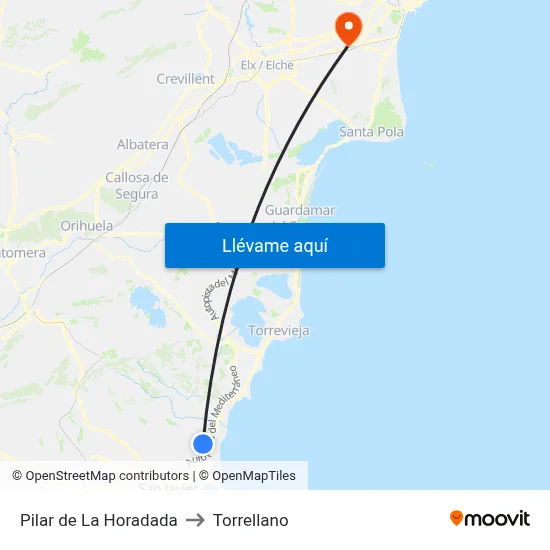 Pilar de La Horadada to Torrellano map