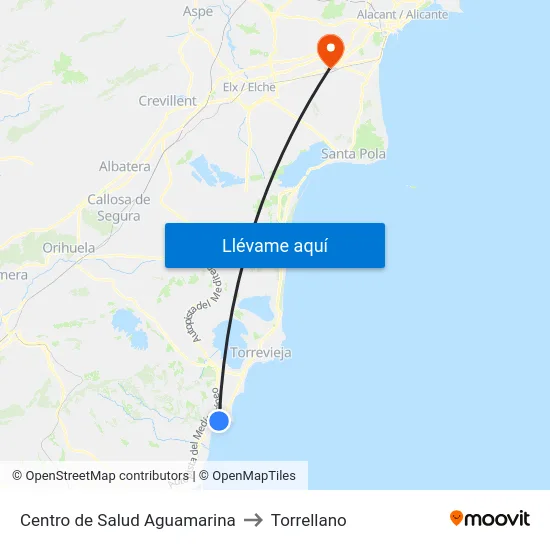 Centro de Salud Aguamarina to Torrellano map