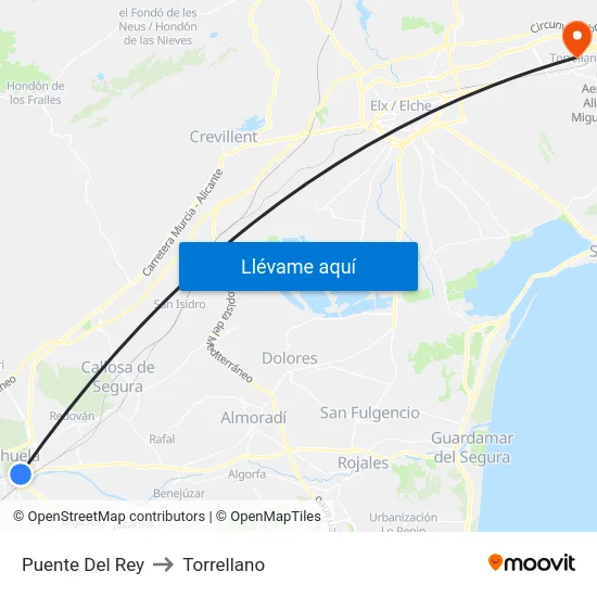 Puente Del Rey to Torrellano map
