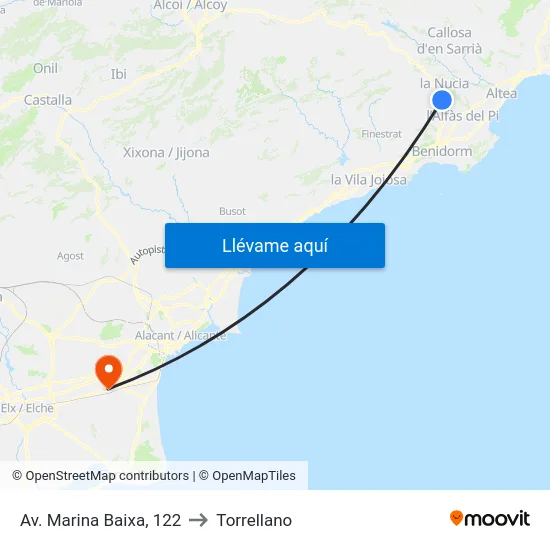 Av. Marina Baixa, 122 to Torrellano map