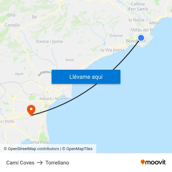 Camí Coves to Torrellano map