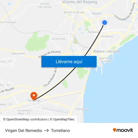 Virgen Del Remedio to Torrellano map