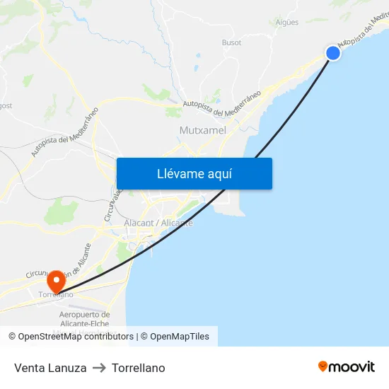 Venta Lanuza to Torrellano map