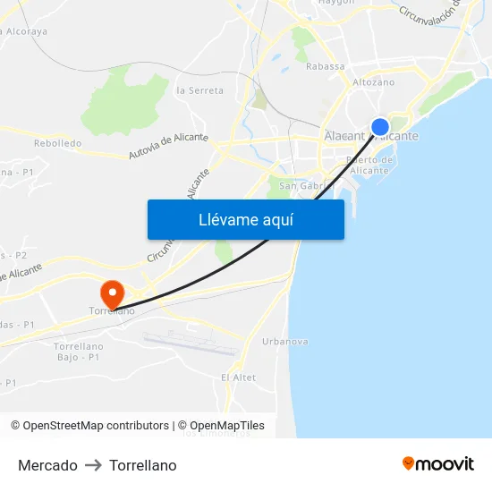 Mercado to Torrellano map