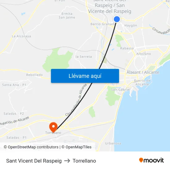 Sant Vicent Del Raspeig to Torrellano map