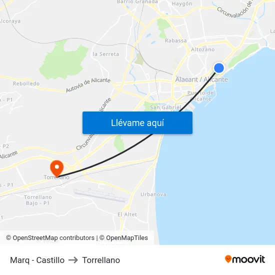 Marq - Castillo to Torrellano map
