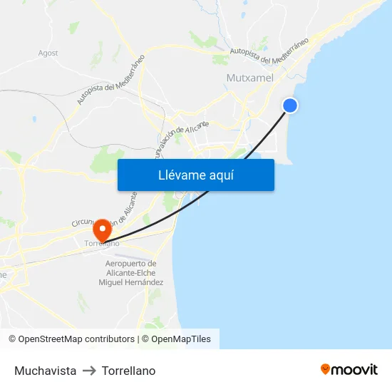 Muchavista to Torrellano map
