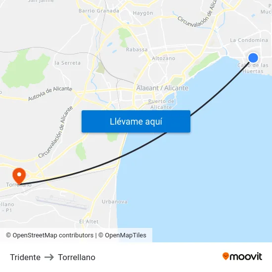 Tridente to Torrellano map
