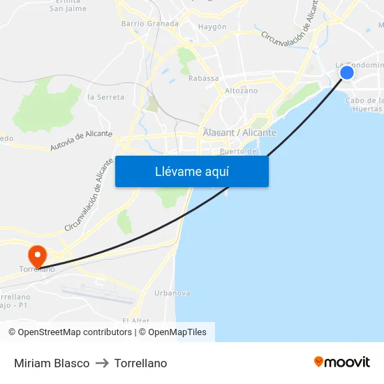 Miriam Blasco to Torrellano map