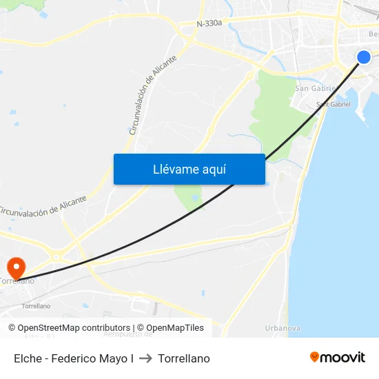 Elche - Federico Mayo I to Torrellano map