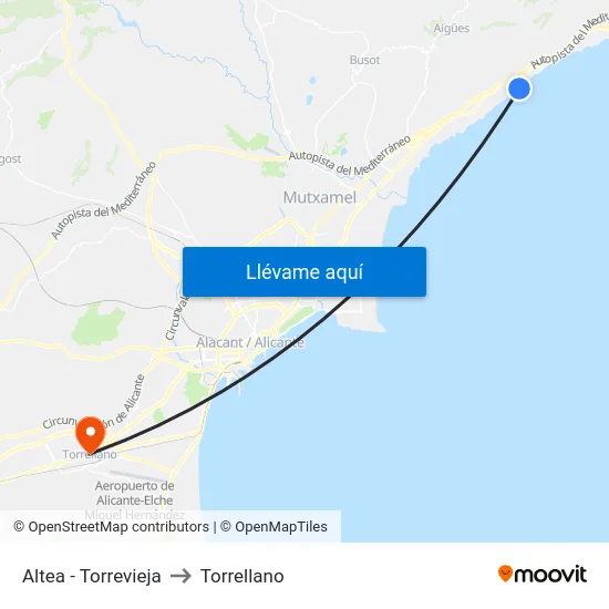 Altea - Torrevieja to Torrellano map