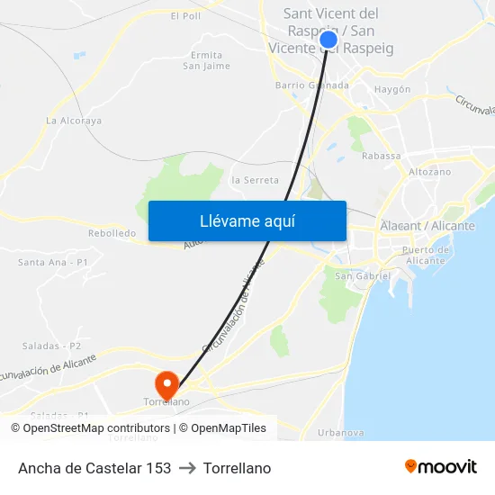 Ancha de Castelar 153 to Torrellano map