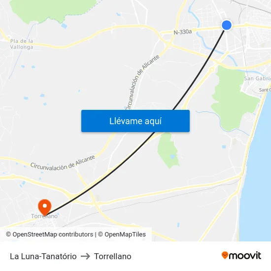 La Luna-Tanatório to Torrellano map