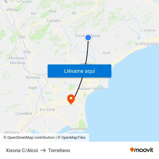 Xixona C/Alcoi to Torrellano map