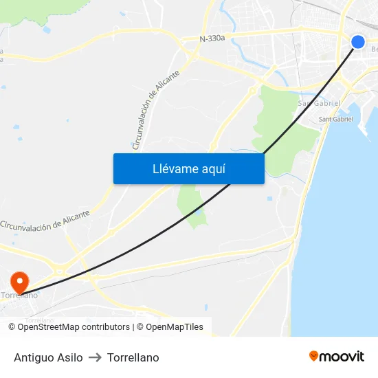Antiguo Asilo to Torrellano map