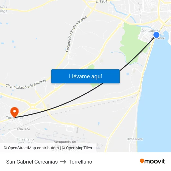 San Gabriel Cercanias to Torrellano map