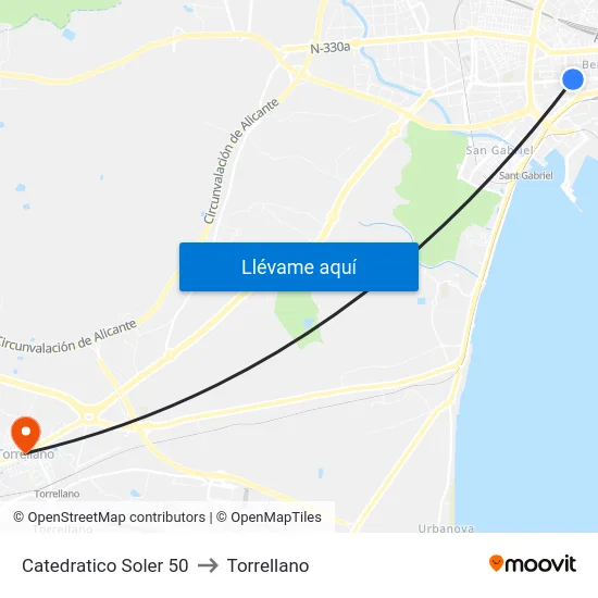 Catedratico Soler 50 to Torrellano map