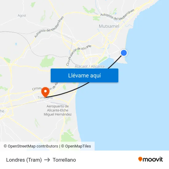 Londres (Tram) to Torrellano map
