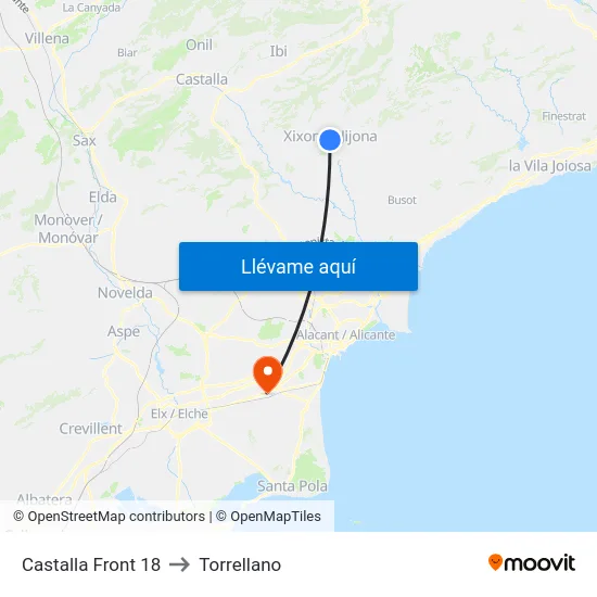 Castalla Front 18 to Torrellano map
