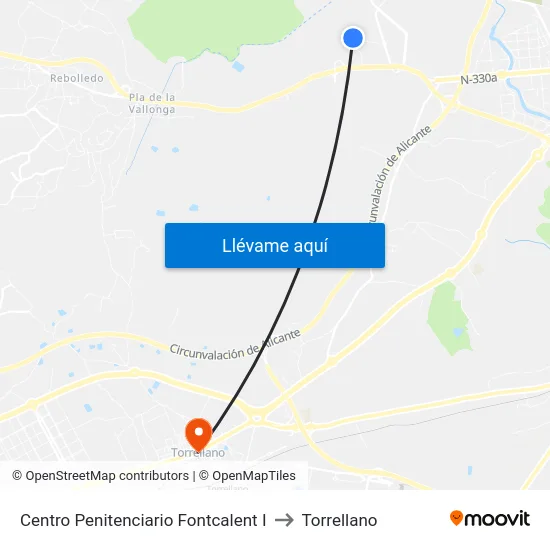 Centro Penitenciario Fontcalent I to Torrellano map