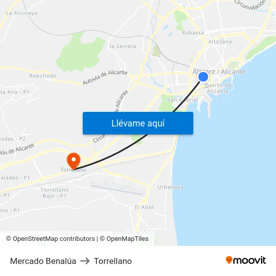 Mercado Benalúa to Torrellano map