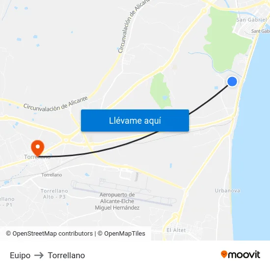 Euipo to Torrellano map