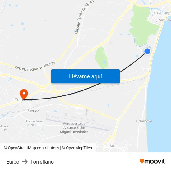 Euipo to Torrellano map