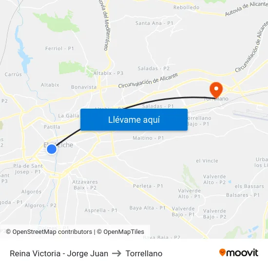 Reina Victoria - Jorge Juan to Torrellano map