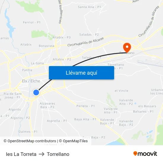 Ies La Torreta to Torrellano map