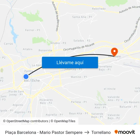Plaça Barcelona - Mario Pastor Sempere to Torrellano map