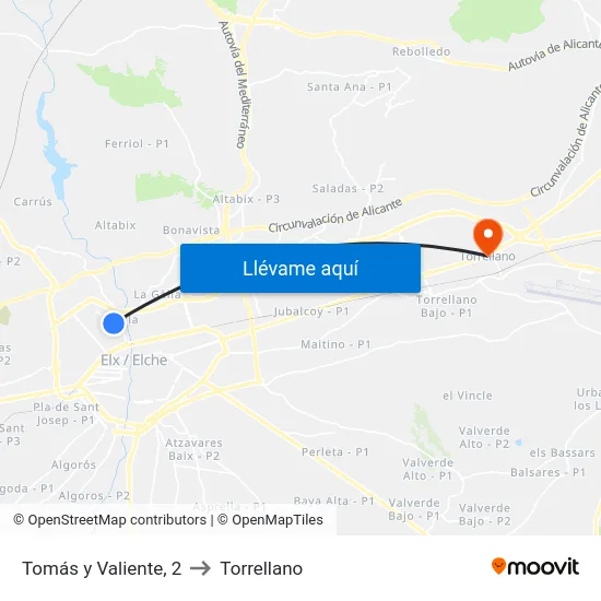 Tomás y Valiente, 2 to Torrellano map