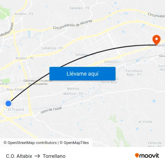 C.O. Altabix to Torrellano map