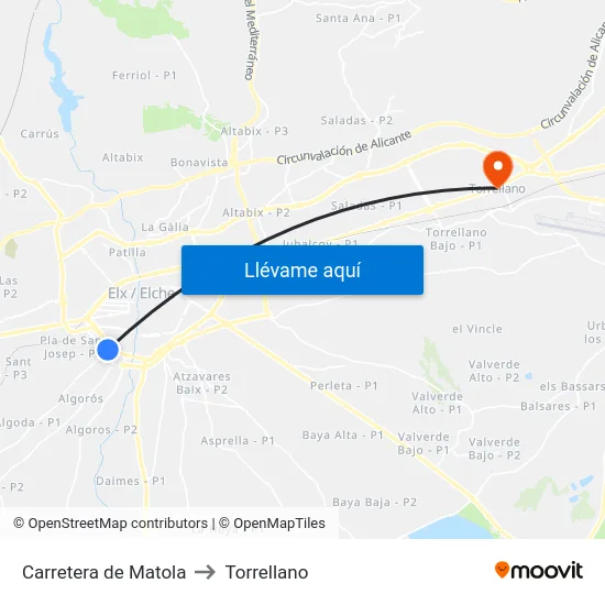Carretera de Matola to Torrellano map