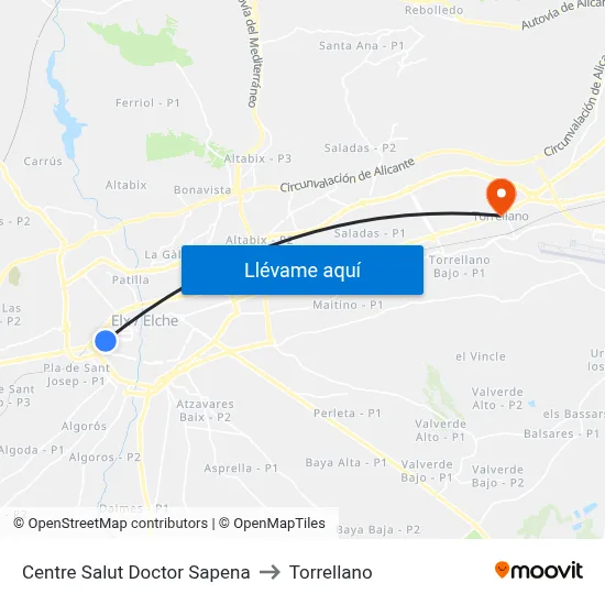 Centre Salut Doctor Sapena to Torrellano map