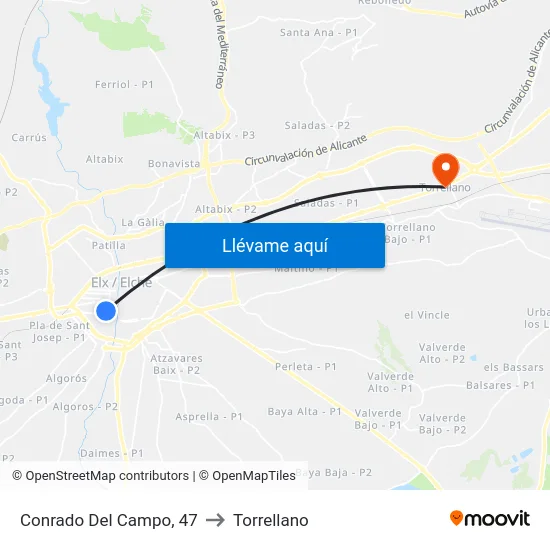 Conrado Del Campo, 47 to Torrellano map