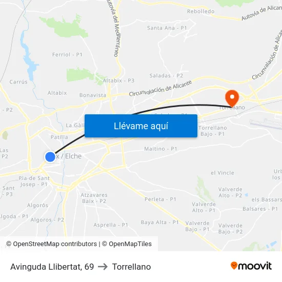 Avinguda Llibertat, 69 to Torrellano map